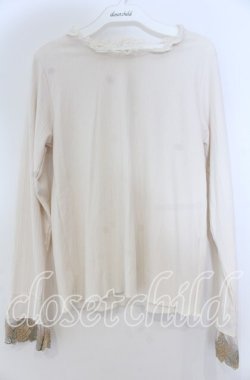 画像1: axes femme / 刺繍レース袖プチスタンドプルオーバー M キナリ O-25-12-05-1017-AX-TO-OW-OS