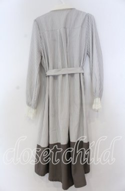 画像2: axes femme / 襟付バイカラーワンピース M グレージュ O-25-12-05-1019-AX-OP-OW-OS