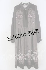 axes femme / バラ×千鳥柄襟付ワンピース M ブラウン O-25-12-05-1021-AX-OP-OW-OS
