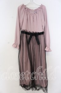 Ank Rouge / チュールドッキングワンピース M ピンク×クロ O-25-12-05-1023-CA-OP-OW-OS