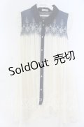 axes femme / ヨーク刺繍イレヘムチュニック M キナリ×ネイビー O-25-12-05-1026-AX-TO-OW-OS