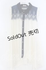 axes femme / ヨーク刺繍イレヘムチュニック M キナリ×ネイビー O-25-12-05-1026-AX-TO-OW-OS