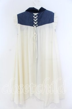 画像2: axes femme / ヨーク刺繍イレヘムチュニック M キナリ×ネイビー O-25-12-05-1026-AX-TO-OW-OS