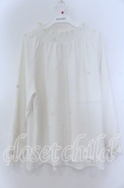 画像1: axes femme / シャーリングスタンドブラウス F シロ O-25-12-05-1028-AX-BL-OW-OS