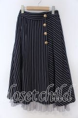 axes femme / ストライプ柄ミディスカート F ネイビー O-25-12-05-1029-AX-SK-OW-OS