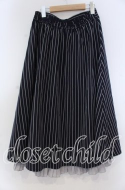 画像3: axes femme / ストライプ柄ミディスカート F ネイビー O-25-12-05-1029-AX-SK-OW-OS