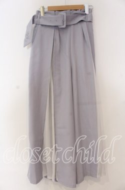 画像1: axes femme / サイドプリーツワイドパンツ M ブルー O-25-12-05-1031-AX-PA-OW-OS