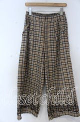 axes femme / チェックフロッキーワイドパンツ M ベージュ O-25-12-05-1032-AX-PA-OW-OS