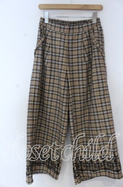 画像1: axes femme / チェックフロッキーワイドパンツ M ベージュ O-25-12-05-1032-AX-PA-OW-OS