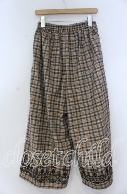 画像2: axes femme / チェックフロッキーワイドパンツ M ベージュ O-25-12-05-1032-AX-PA-OW-OS