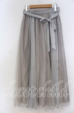 画像1: axes femme / ストライプサテンチュールスカート M ブルーグレー O-25-12-05-1033-AX-SK-OW-OS