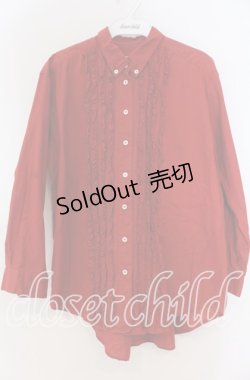 画像1: PINK HOUSE / フリルボタンダウンブラウス  アカ O-25-12-05-1039-LO-BL-IG-OS