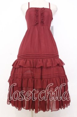 画像1: Victorian maiden / シャーリングシフォンロングアンダードレス  ワイン O-25-12-05-005-CL-OP-OW-OS