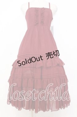 画像1: Victorian maiden / シャーリングシフォンロングアンダードレス  ワイン O-25-12-05-005-CL-OP-OW-OS