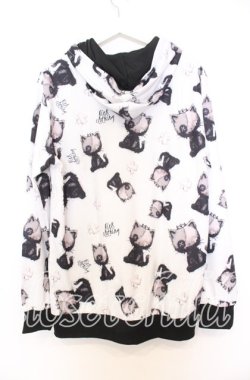 画像3: NieR Clothing / ミケ総柄パーカー F ホワイト O-25-12-05-056-PU-TO-YM-OS