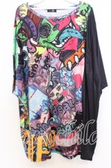 NieR Clothing / バイカラーモンスターBIG Tシャツ  マルチｘブラック O-25-12-05-057-PU-TS-YM-ZT1211F