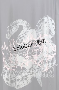 画像2: NieR CLOTHING / スネークプリントワイドカットソー  ブラック O-25-12-05-059-PU-TO-YM-ZT1211F