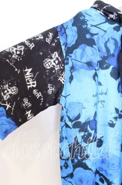 画像2: NieR Clothing / ROSEバイカラー半袖パーカー F ブラックｘブルー O-25-12-05-060-PU-TO-YM-OS