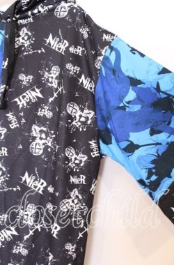 画像3: NieR Clothing / ROSEバイカラー半袖パーカー F ブラックｘブルー O-25-12-05-060-PU-TO-YM-OS