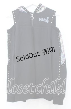 画像1: NieR CLOTHING / グリッター切り替えパーカー  ブラックｘシルバー O-25-12-05-062-PU-TO-YM-OS