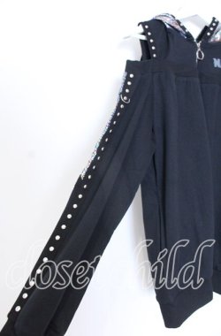 画像3: NieR Clothing / グリッター切り替えパーカー  ブラックｘシルバー O-25-12-05-062-PU-TO-YM-OS
