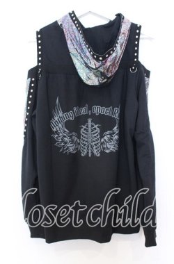 画像4: NieR Clothing / グリッター切り替えパーカー  ブラックｘシルバー O-25-12-05-062-PU-TO-YM-OS