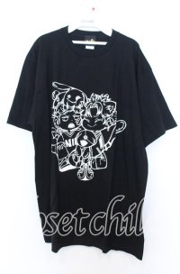 NieR Clothing / 擬人化プリントBIG Tシャツ XL ブラック O-25-12-05-064-PU-TS-YM-ZT1211F