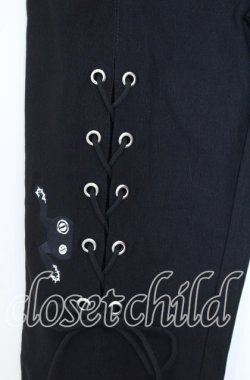 画像2: NieR Clothing / レースアップストレッチパンツ F ブラック O-25-12-05-067-PU-PA-YM-OS
