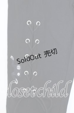 画像2: NieR CLOTHING / レースアップストレッチパンツ F ブラック O-25-12-05-067-PU-PA-YM-ZT037