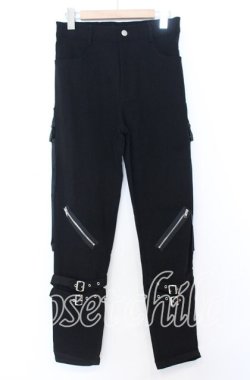 画像1: NieR Clothing / BELT×ZIPPER Visual STYLISHパンツ F ブラック O-25-12-05-068-PU-PA-YM-OS