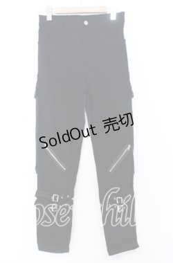 画像1: NieR CLOTHING / BELT×ZIPPER Visual STYLISHパンツ F ブラック O-25-12-05-068-PU-PA-YM-ZT041
