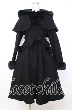 画像1: Victorian maiden / フードケープ付エレガントコート  ブラック O-25-12-05-006-CL-CO-OW-OS