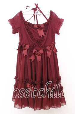 画像1: AND ROMEO / シフォンフリルワンピース  ワイン O-25-12-05-070-LO-OP-IG-OS