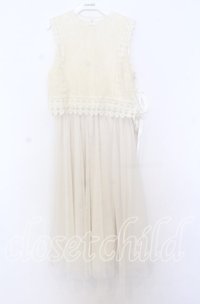 axes femme / レースチュールワンピース  オフ O-25-12-05-073-AX-OP-IG-ZT1212G