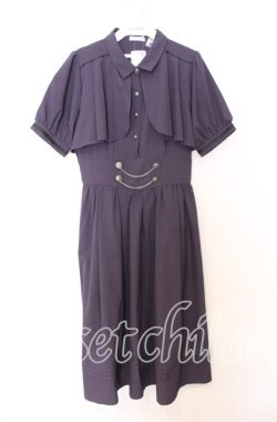 画像1: axes femme / ハイウエストフラシ半袖ワンピース  パープル O-25-12-05-081-AX-OP-IG-OS