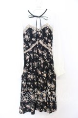 axes femme / ビスチェ切替バラ柄ワンピース Ｍ クロ×アイボリー O-25-12-05-085-AX-OP-IG-OS
