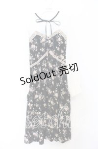 axes femme / ビスチェ切替バラ柄ワンピース Ｍ クロ×アイボリー O-25-12-05-085-AX-OP-IG-OS