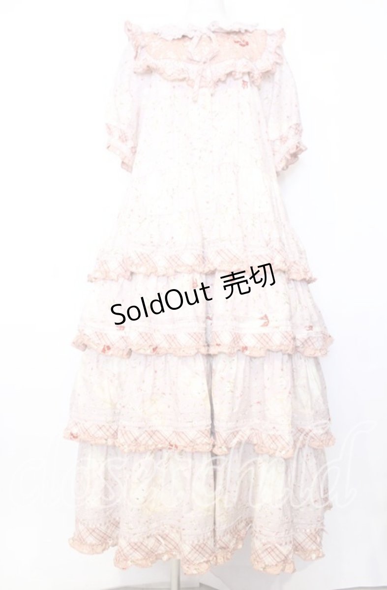 画像1: PINK HOUSE / バラ園うさぎプリントパッチワークワンピース  ピンク O-25-12-05-011-LO-OP-IG-OS (1)