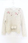 画像1: PINK HOUSE / バラモチーフ付きヨークニットカーディガン  アイボリー O-25-12-05-017-LO-OP-IG-OS (1)