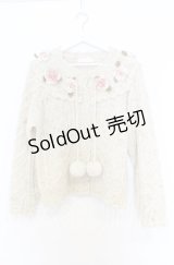 PINK HOUSE / バラモチーフ付きヨークニットカーディガン  アイボリー O-25-12-05-017-LO-OP-IG-OS