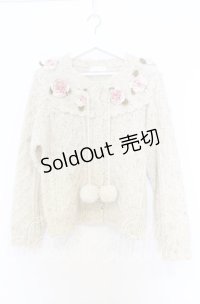 PINK HOUSE / バラモチーフ付きヨークニットカーディガン  アイボリー O-25-12-05-017-LO-OP-IG-OS
