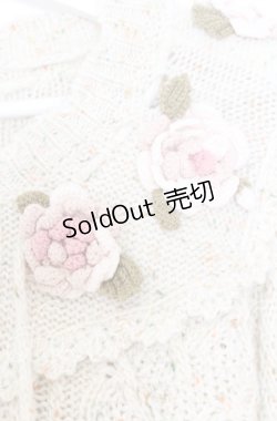 画像2: PINK HOUSE / バラモチーフ付きヨークニットカーディガン  アイボリー O-25-12-05-017-LO-OP-IG-OS