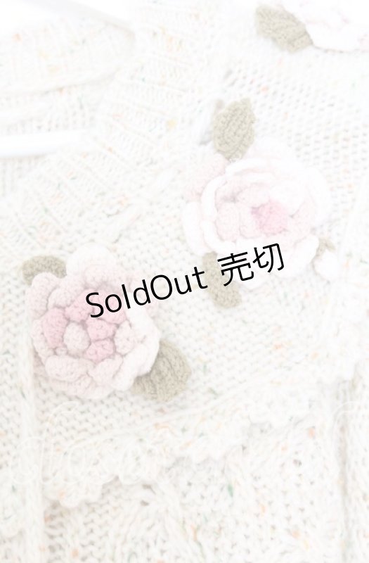 画像2: PINK HOUSE / バラモチーフ付きヨークニットカーディガン  アイボリー O-25-12-05-017-LO-OP-IG-OS (2)