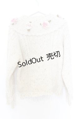 画像4: PINK HOUSE / バラモチーフ付きヨークニットカーディガン  アイボリー O-25-12-05-017-LO-OP-IG-OS
