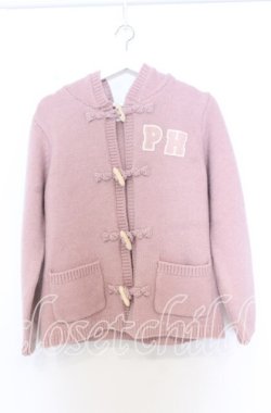画像1: PINK HOUSE / PHロゴワッペン付きフードニットカーディガン  ピンク O-25-12-05-018-LO-TO-IG-OS