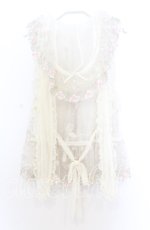 画像3: PINK HOUSE / ローズレース使いフード付きベスト  アイボリー O-25-12-05-019-LO-TO-IG-OS (3)