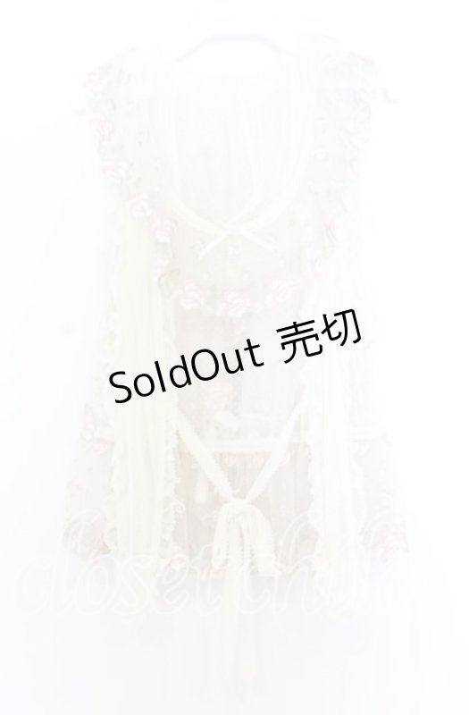 画像3: PINK HOUSE / ローズレース使いフード付きベスト  アイボリー O-25-12-05-019-LO-TO-IG-OS (3)