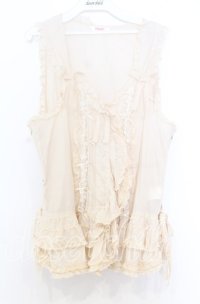 PINK HOUSE / フランス製レース使いローンベスト  生成り O-25-12-05-021-LO-TO-IG-OS