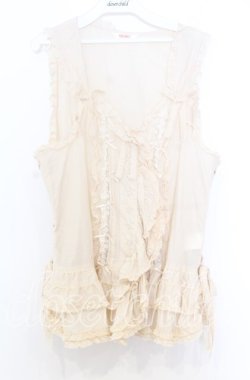 画像1: PINK HOUSE / フランス製レース使いローンベスト  生成り O-25-12-05-021-LO-TO-IG-OS