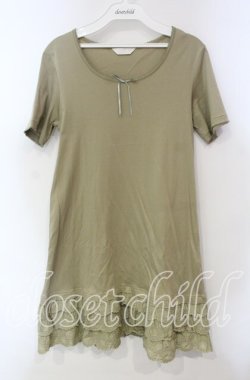 画像1: PINK HOUSE / 裾刺繍レース使いインナーカットソー  グリーン O-25-12-06-026-LO-TO-OW-OS